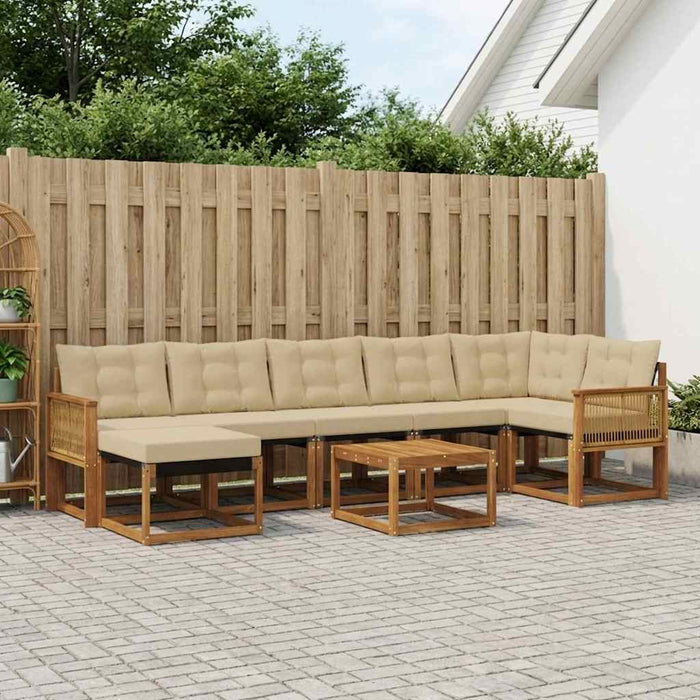 Set de canapele de exterior cu pernă 8 pcs Natural și Bej WALTI