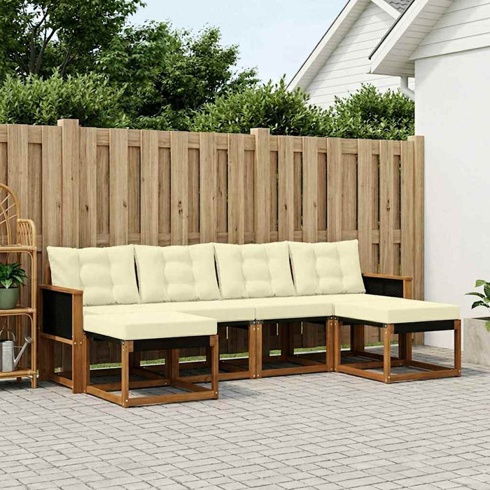 Set de canapele de exterior cu pernă 6 pcs Natural și Crem WALTI
