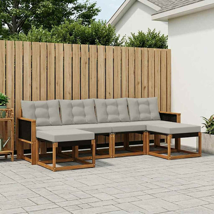 Set de canapele de exterior 6 pcs Natural și gri deschis WALTI