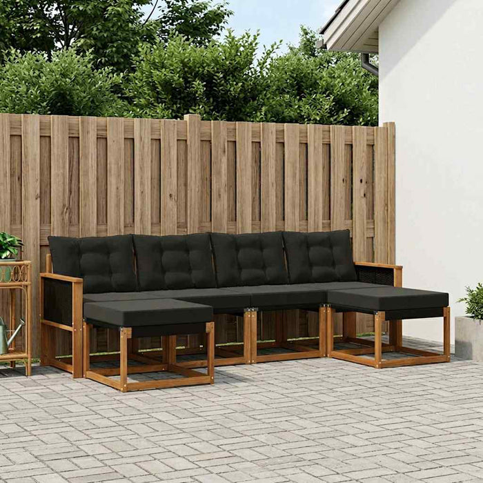Set de canapele de exterior cu pernă 6 pcs Natural și Negru WALTI