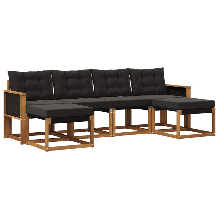 Set de canapele de exterior cu pernă 6 pcs Natural și Negru WALTI