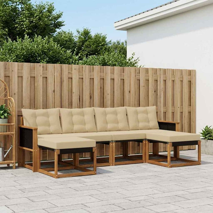 Set de canapele de exterior cu pernă 6 pcs Natural și Bej WALTI