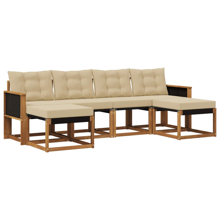 Set de canapele de exterior cu pernă 6 pcs Natural și Bej WALTI
