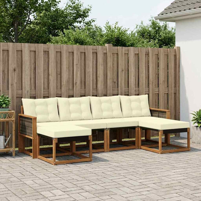 Set de canapele de exterior cu pernă 6 pcs Natural și Crem WALTI