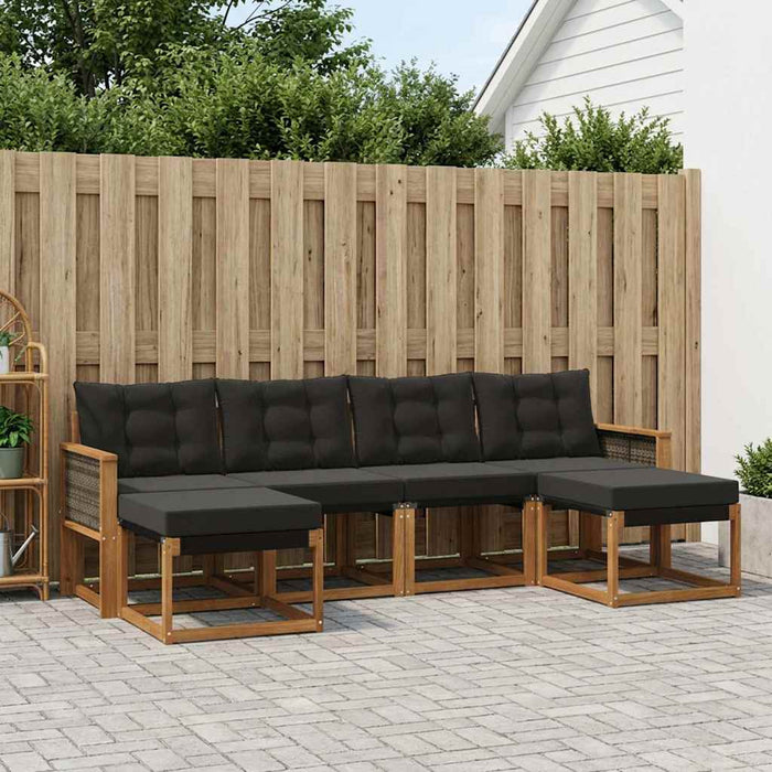 Set de canapele de exterior cu pernă 6 pcs Natural și Negru WALTI