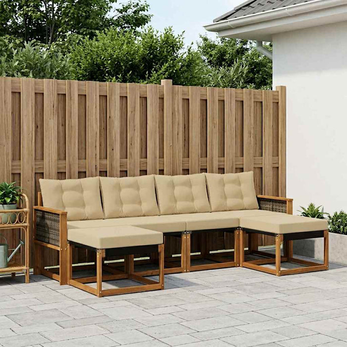 Set de canapele de exterior cu pernă 6 pcs Natural și Bej WALTI