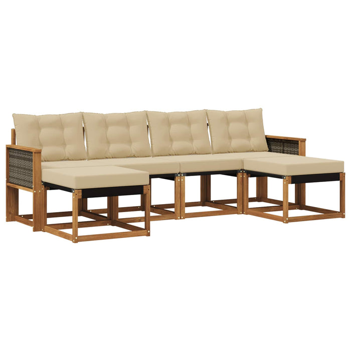 Set de canapele de exterior cu pernă 6 pcs Natural și Bej WALTI
