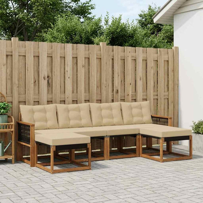 Set de canapele de exterior cu pernă 6 pcs Natural și Bej WALTI