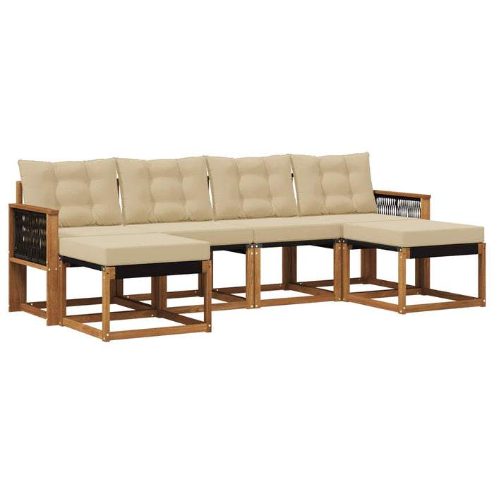 Set de canapele de exterior cu pernă 6 pcs Natural și Bej WALTI
