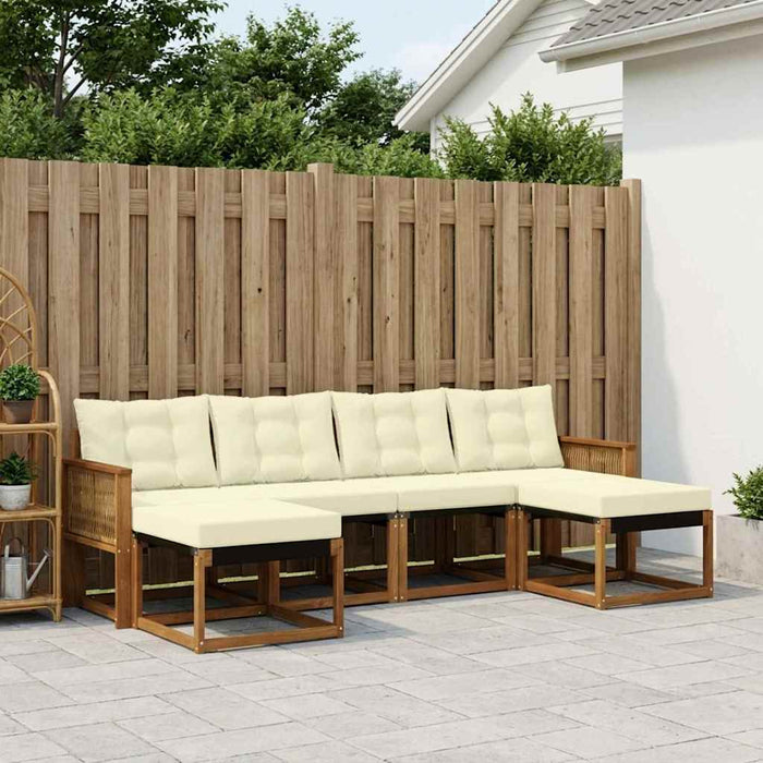 Set de canapele de exterior cu pernă 6 pcs Natural și Crem WALTI