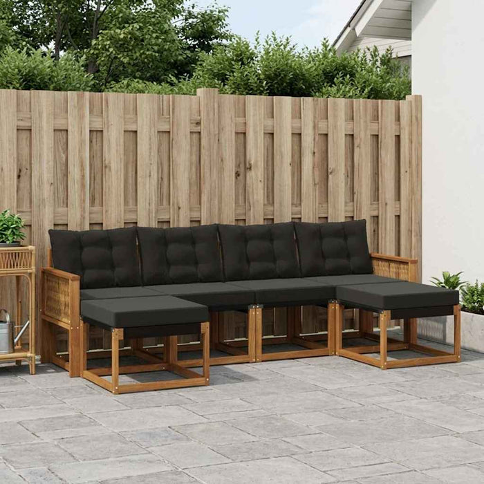 Set de canapele de exterior cu pernă 6 pcs Natural și Negru WALTI
