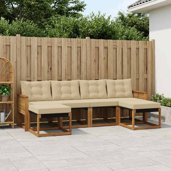 Set de canapele de exterior cu pernă 6 pcs Natural și Bej WALTI