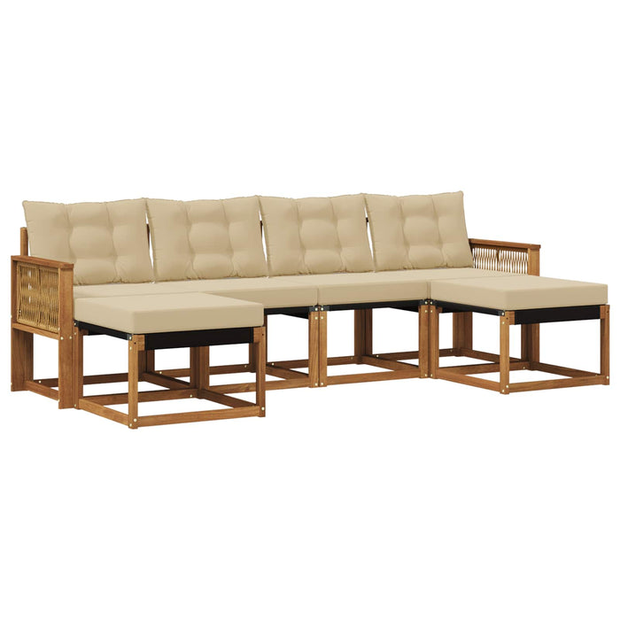 Set de canapele de exterior cu pernă 6 pcs Natural și Bej WALTI