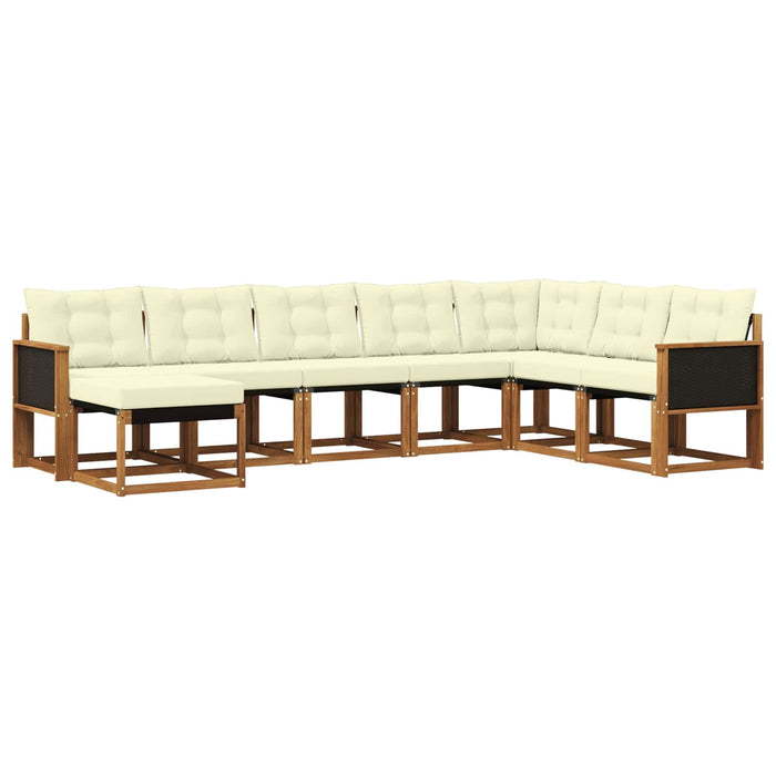 Set de canapele de exterior cu pernă 8 pcs Natural și Crem WALTI