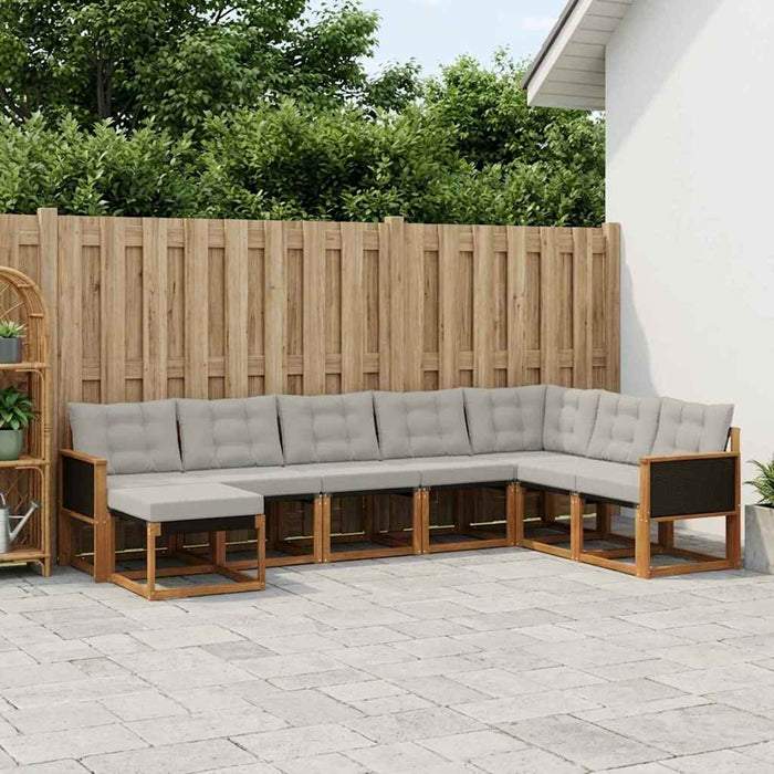 Set de canapele de exterior 8 pcs Natural și Gri deschis WALTI