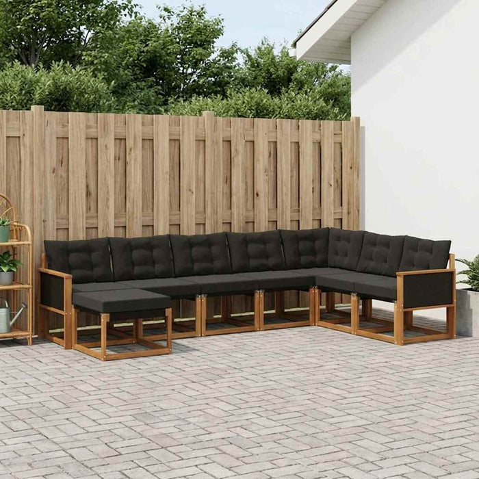 Set de canapele de exterior cu pernă 8 pcs Natural și Negru WALTI