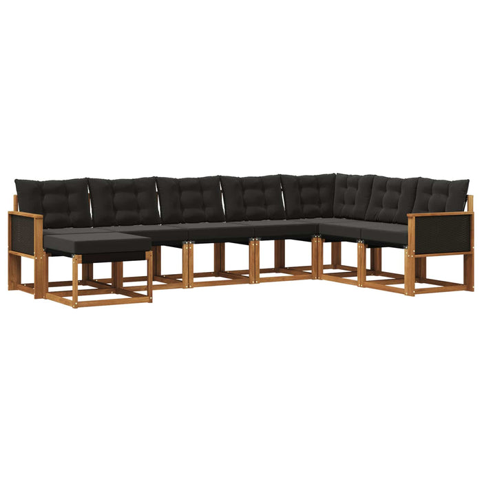 Set de canapele de exterior cu pernă 8 pcs Natural și Negru WALTI