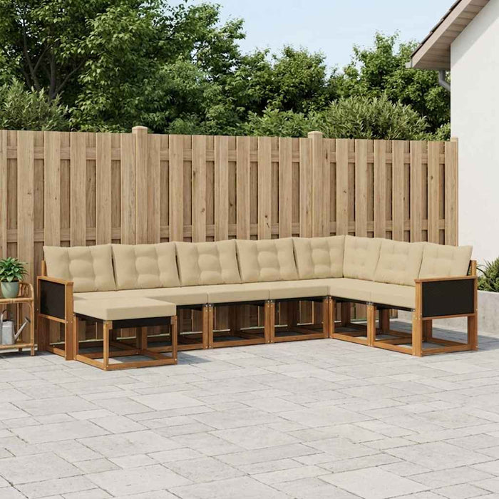 Set de canapele de exterior cu pernă 8 pcs Natural și Bej WALTI