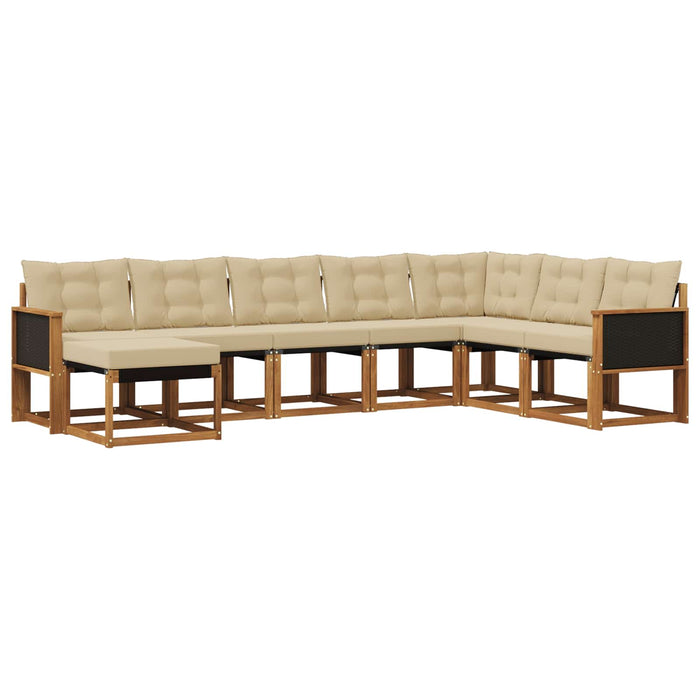 Set de canapele de exterior cu pernă 8 pcs Natural și Bej WALTI
