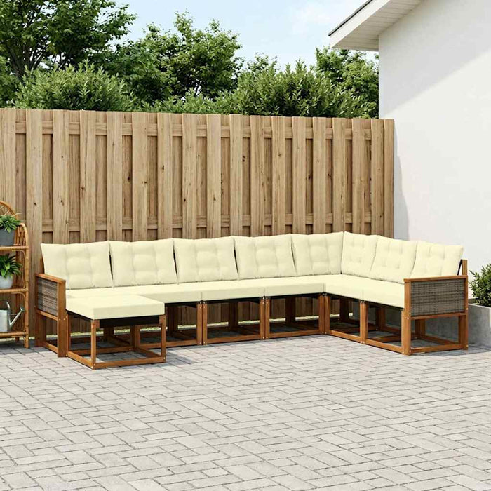 Set de canapele de exterior cu pernă 8 pcs Natural și Crem WALTI