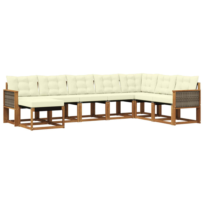 Set de canapele de exterior cu pernă 8 pcs Natural și Crem WALTI