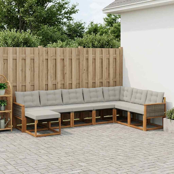 Set de canapele de exterior 8 pcs Natural și Gri deschis WALTI