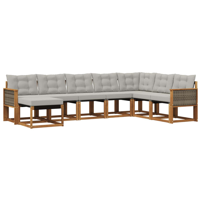Set de canapele de exterior 8 pcs Natural și Gri deschis WALTI