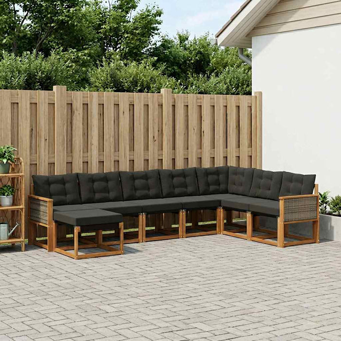 Set de canapele de exterior cu pernă 8 pcs Natural și Negru WALTI