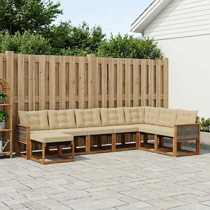 Set de canapele de exterior cu pernă 8 pcs Natural și Bej WALTI