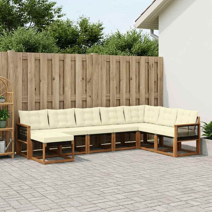 Set de canapele de exterior cu pernă 8 pcs Natural și Crem WALTI