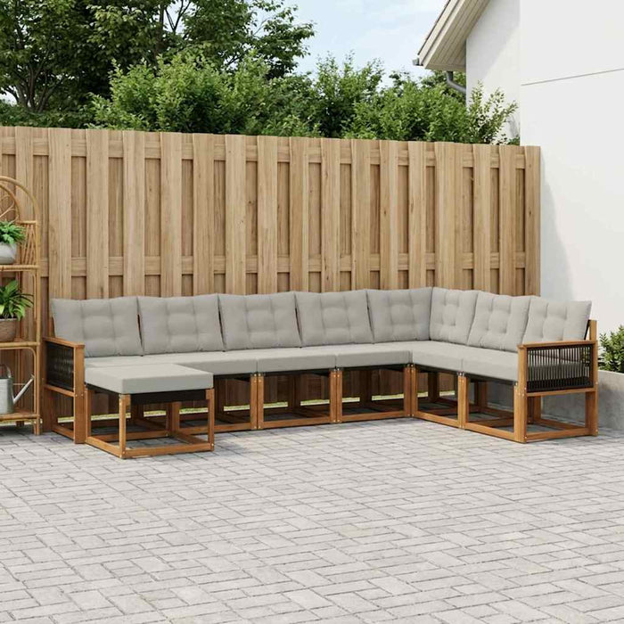 Set de canapele de exterior 8 pcs Natural și Gri deschis WALTI