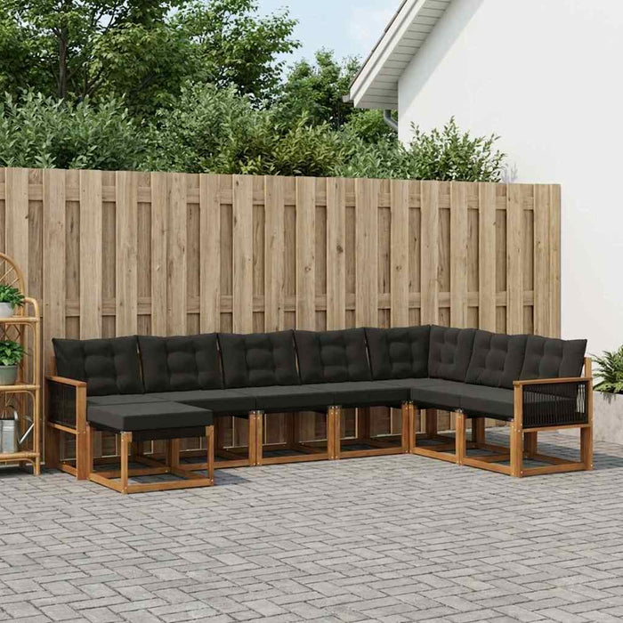 Set de canapele de exterior cu pernă 8 pcs Natural și Negru WALTI
