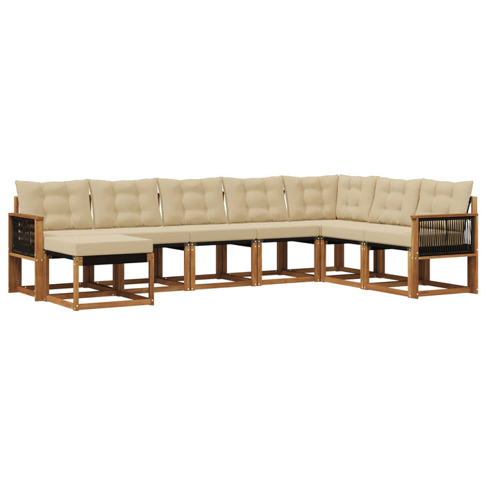 Set de canapele de exterior cu pernă 8 pcs Natural și Bej WALTI