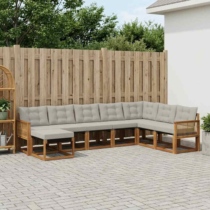 Set de canapele de exterior 8 pcs Natural și gri deschis WALTI