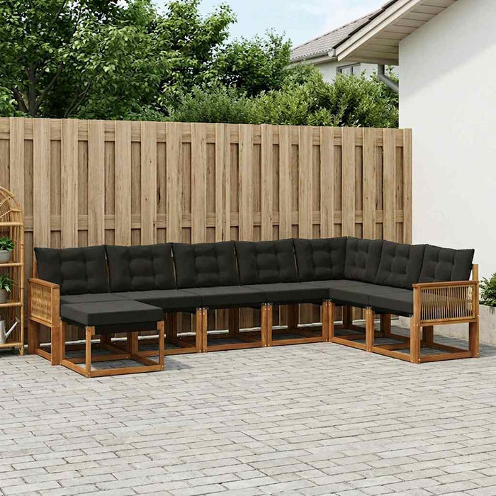 Set de canapele de exterior 8 pcs Natural și Negru WALTI