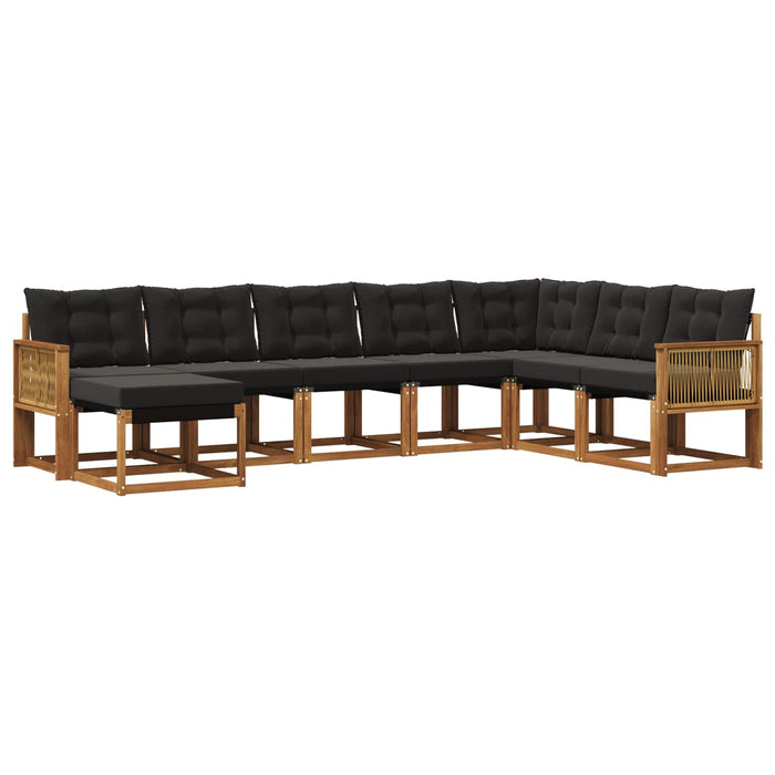 Set de canapele de exterior 8 pcs Natural și Negru WALTI