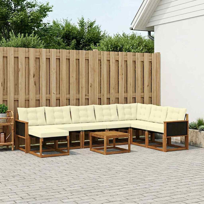 Set de canapele de exterior cu pernă 9 pcs Natural și Crem WALTI