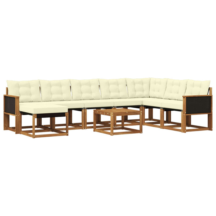 Set de canapele de exterior cu pernă 9 pcs Natural și Crem WALTI