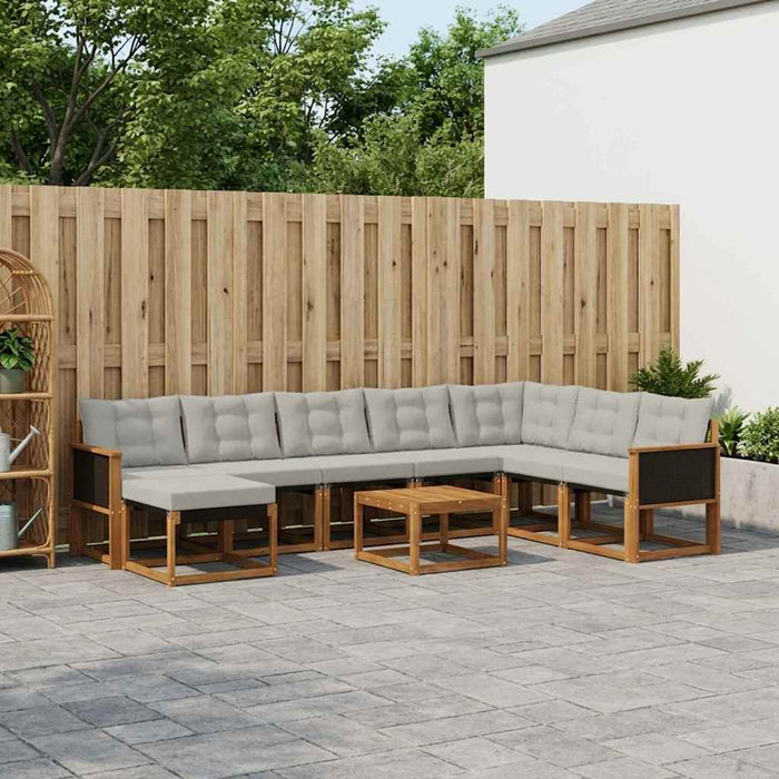 Set de canapele de exterior 9 pcs Natural și Gri deschis WALTI