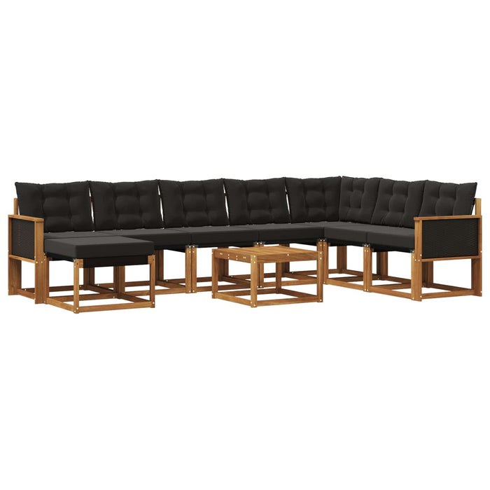 Set de canapele de exterior cu pernă 9 pcs Natural și Negru WALTI