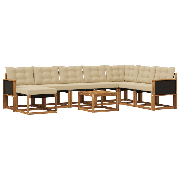 Set de canapele de exterior cu pernă 9 pcs Natural și Bej WALTI