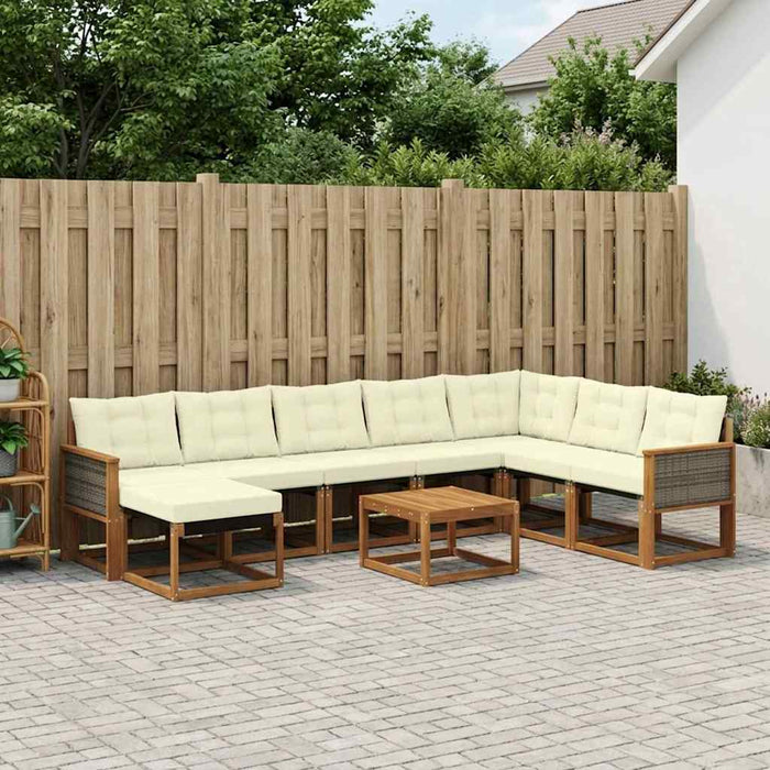 Set de canapele de exterior cu pernă 9 pcs Natural și Crem WALTI
