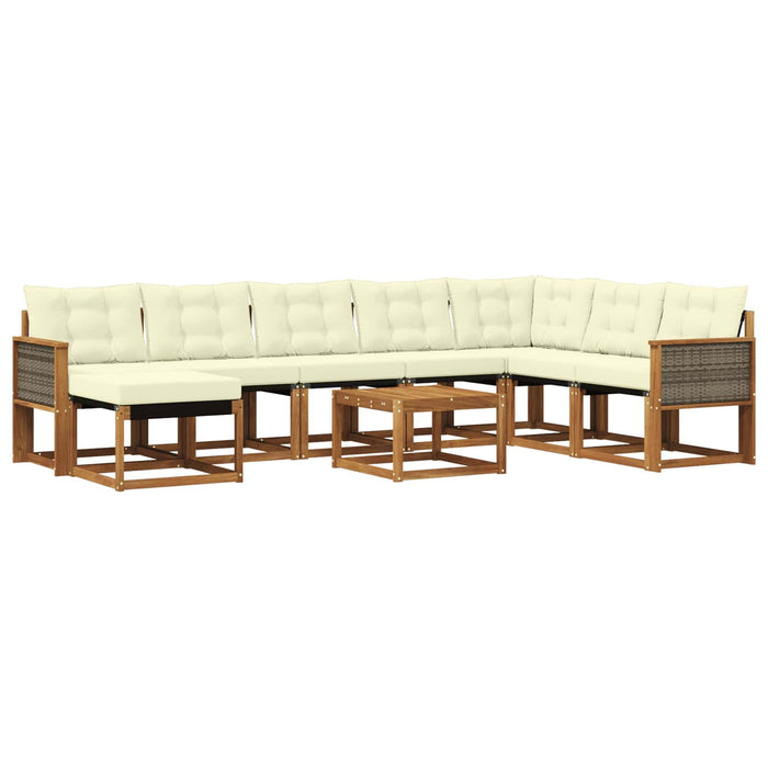 Set de canapele de exterior cu pernă 9 pcs Natural și Crem WALTI