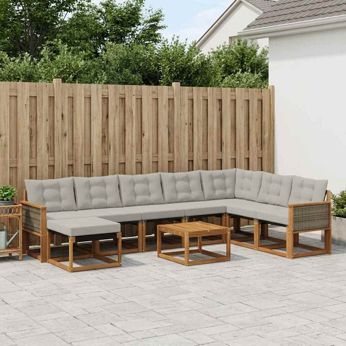 Set de canapele de exterior 9 pcs Natural și Gri deschis WALTI