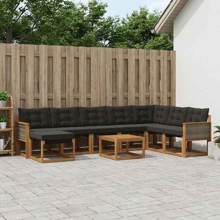 Set de canapele de exterior cu pernă 9 pcs Natural și Negru WALTI