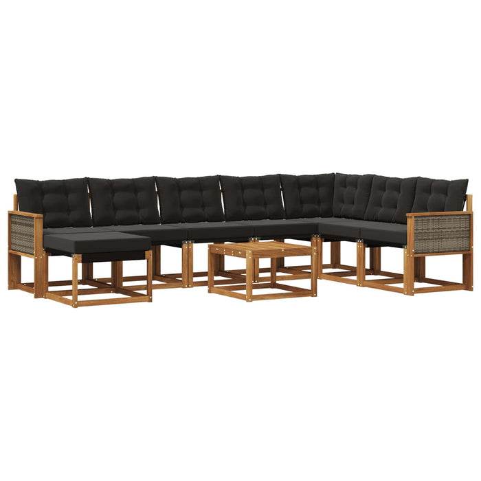 Set de canapele de exterior cu pernă 9 pcs Natural și Negru WALTI