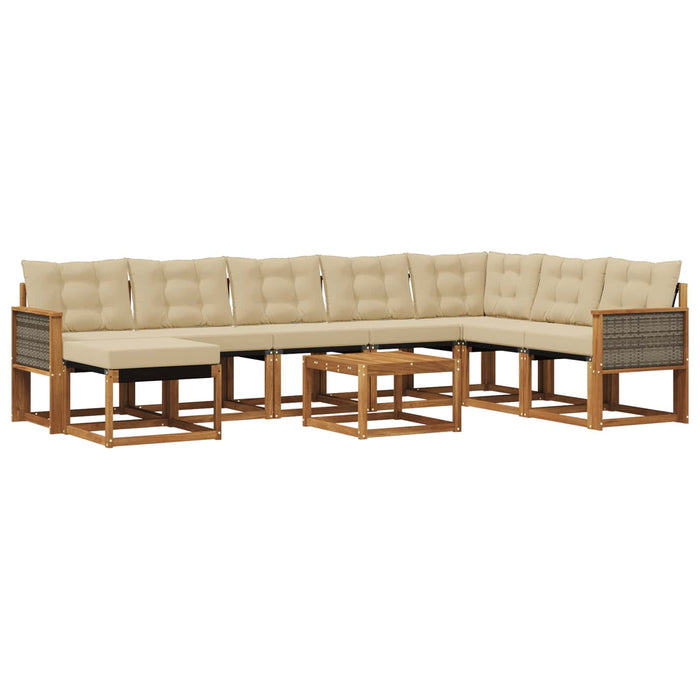 Set de canapele de exterior cu pernă 9 pcs Natural și Bej WALTI