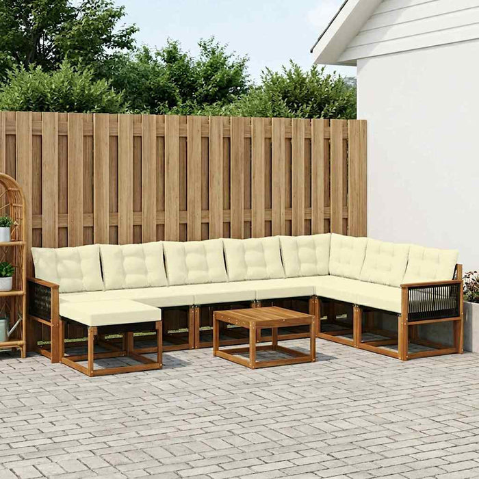 Set de canapele de exterior cu pernă 9 pcs Natural și Crem WALTI