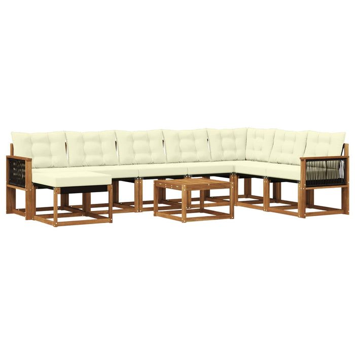 Set de canapele de exterior cu pernă 9 pcs Natural și Crem WALTI