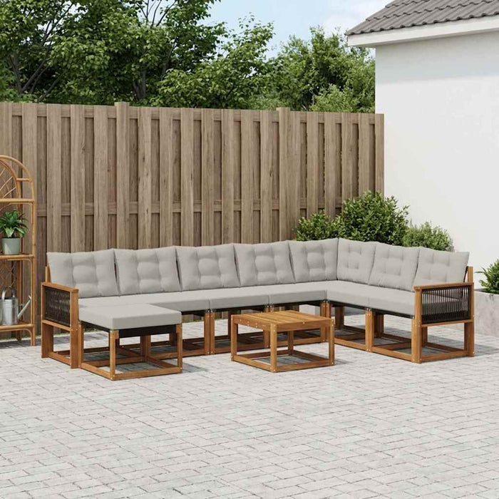 Set de canapele de exterior 9 pcs Natural și Gri deschis WALTI